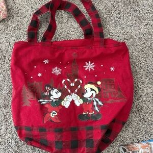 Disney Red Plaid Mickey and Minnie Tote